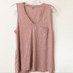 MADEWELL Whisper Cotton V - Neck Pocket Tank SZ S